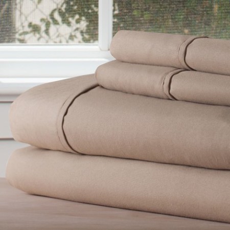 HASTINGS HOME Brushed Microfiber 4-piece Bed Linens with Fitted, Flat Sheet, and 2 Pillowcases (King, Taupe) 635540YMU